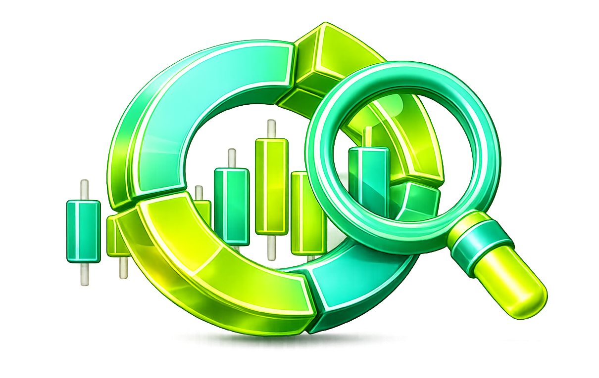 Glowing circular compliance and candlestick visual