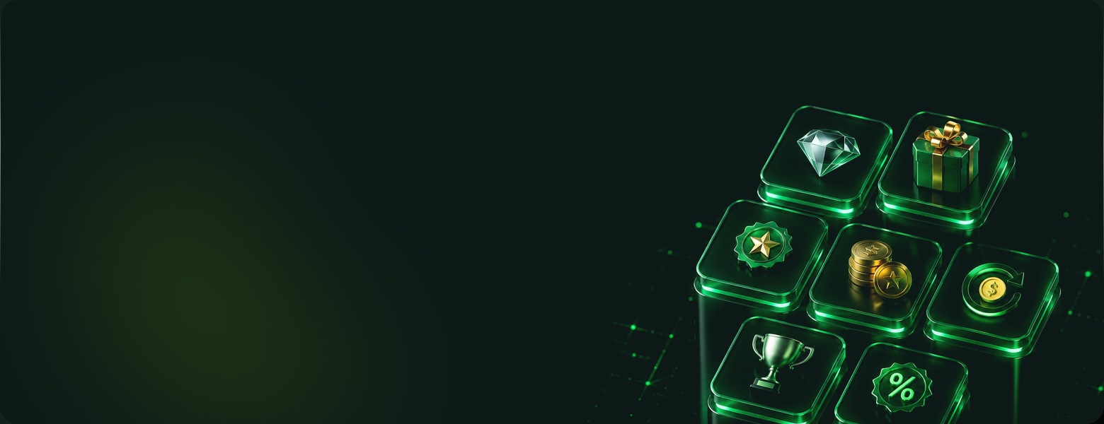 Neon loyalty rewards tiles with premium gifts and bonus icons